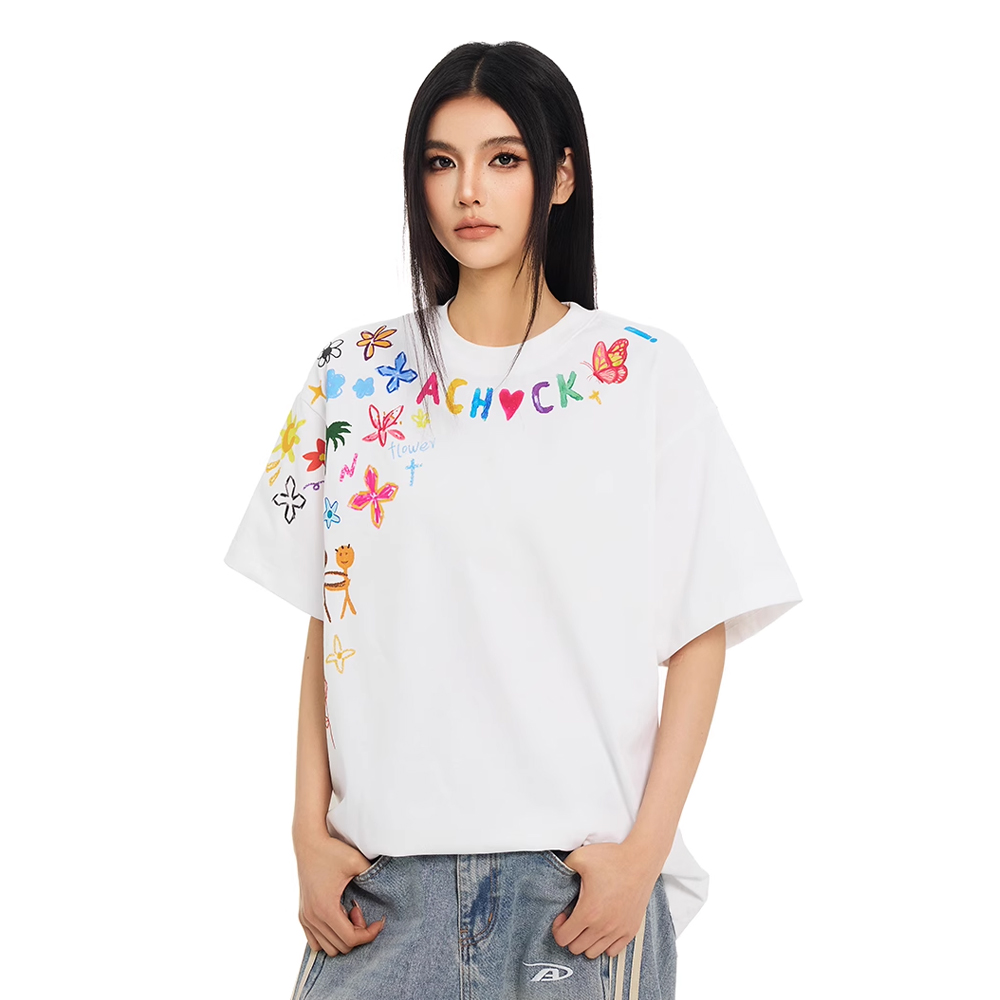 Achock Cartoon Graffiti Tee - White