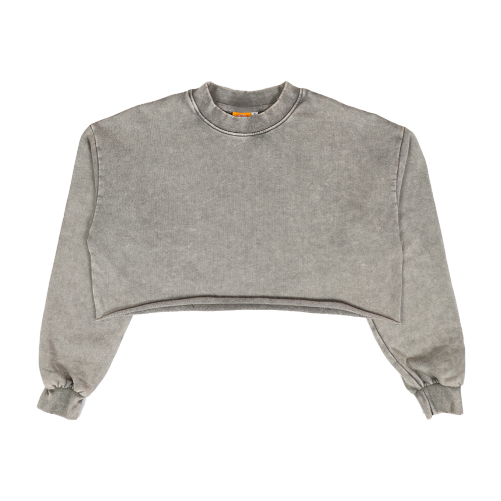 WB Everyday Wm Wsh L/S Crop Top - Grey
