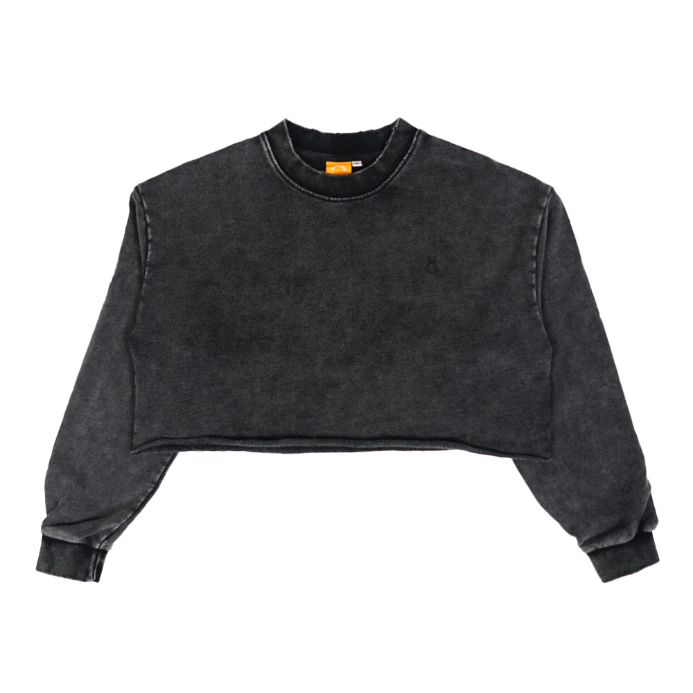 WB Everyday Wm Wsh L/S Crop Top - Black