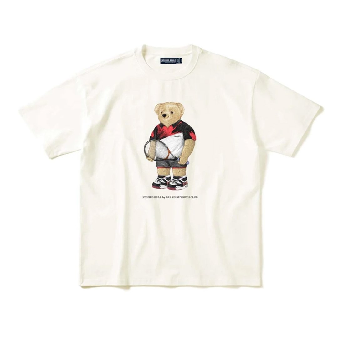 PYC Stoned Bear Tennis Player Tee - White