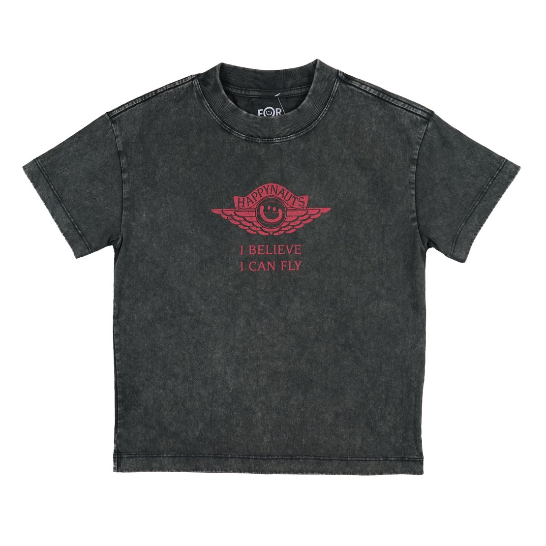 Happynauts Kids Wing Washed Tee - Charcoal