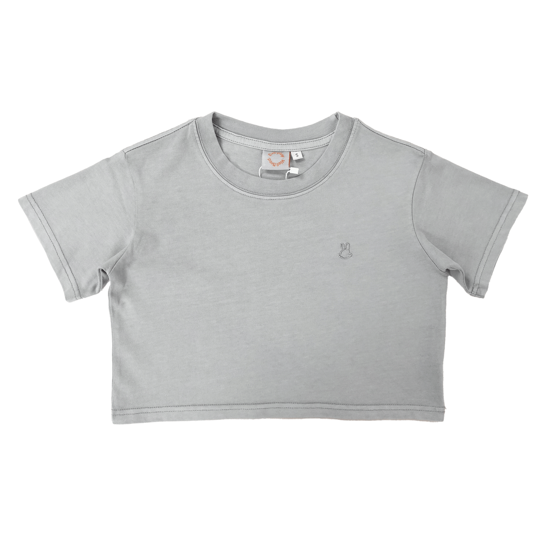 Wb Everyday Wm Rabbit Emb Washed Crop Tee - Ash