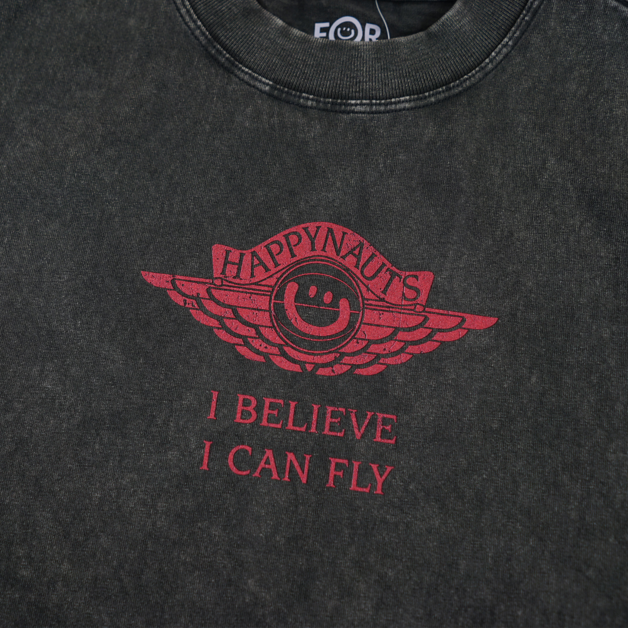 Happynauts Kids Wing Washed Tee - Charcoal