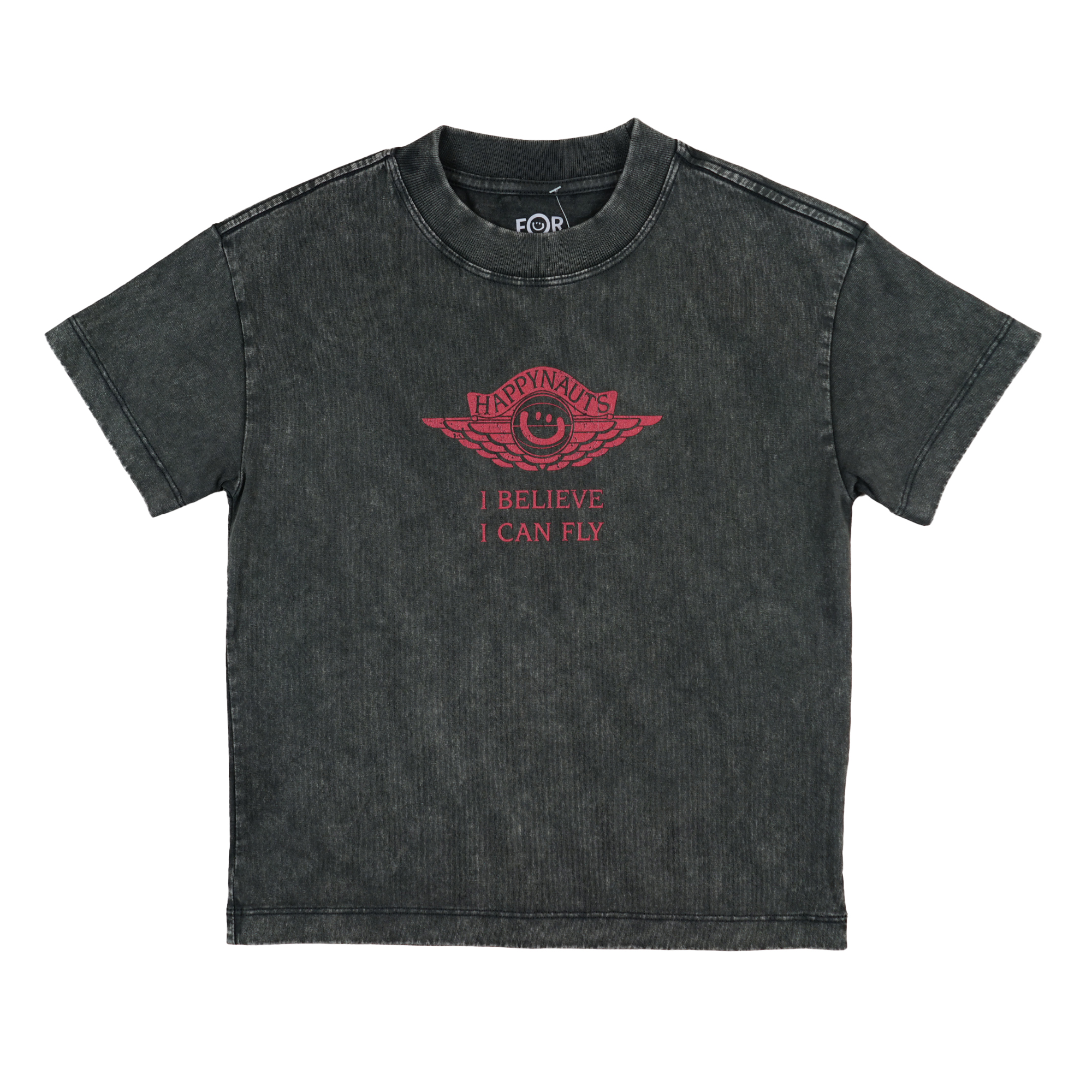 Happynauts Kids Wing Washed Tee - Charcoal