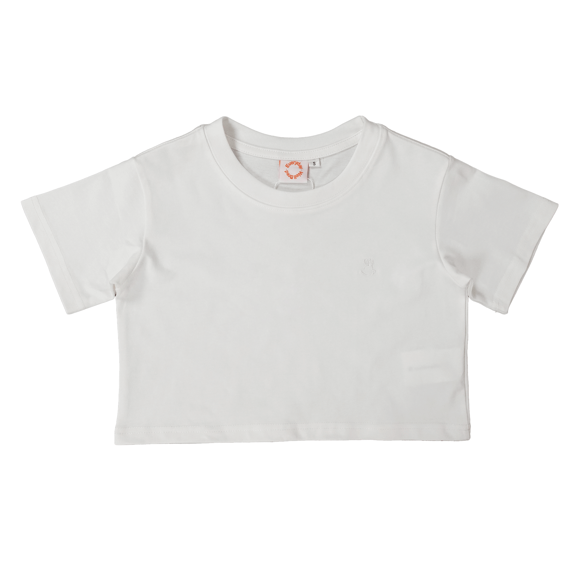 Wb Everyday Wm Rabbit Emb Crop Tee - White