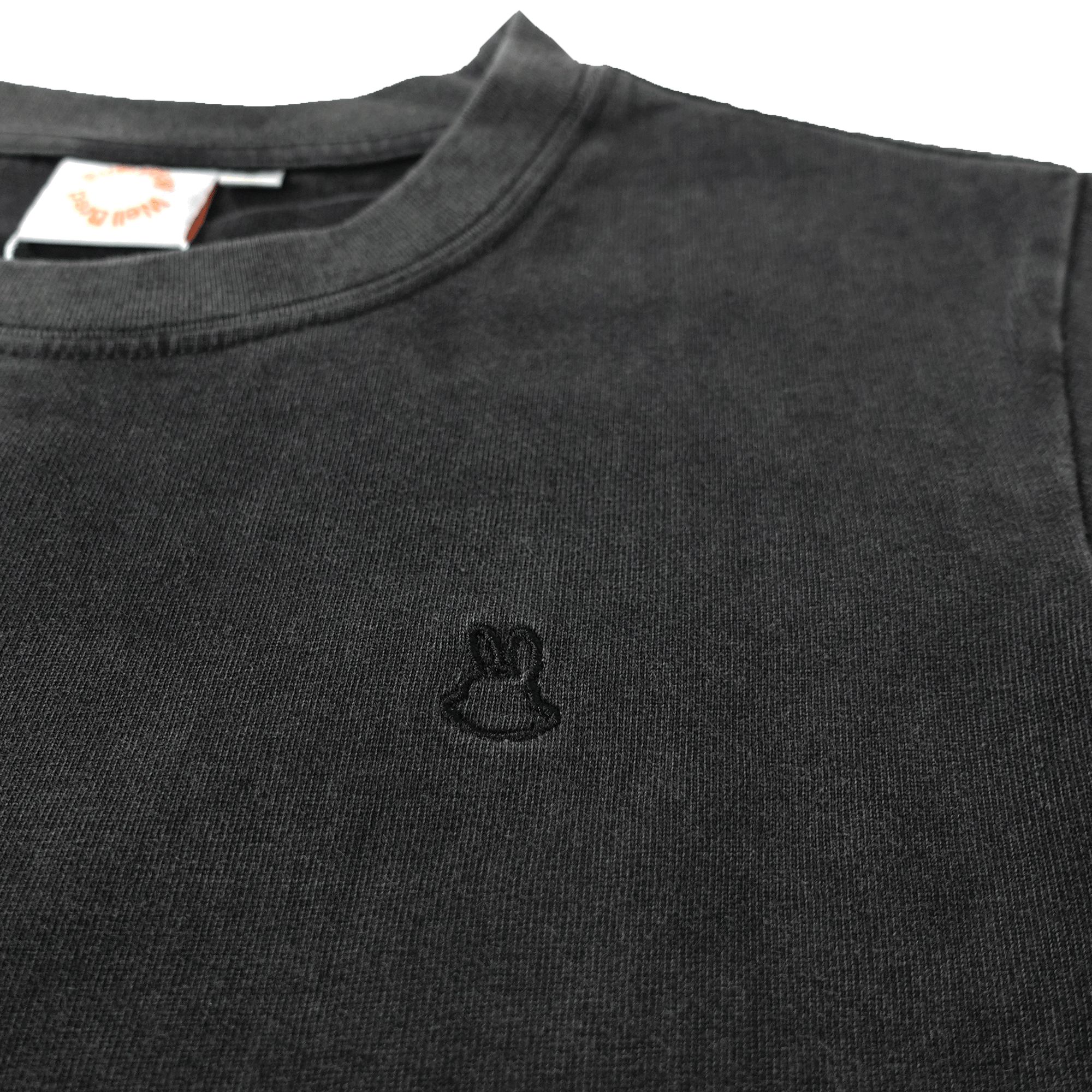 Wb Everyday Wm Rabbit Emb Washed Crop Tee - Black