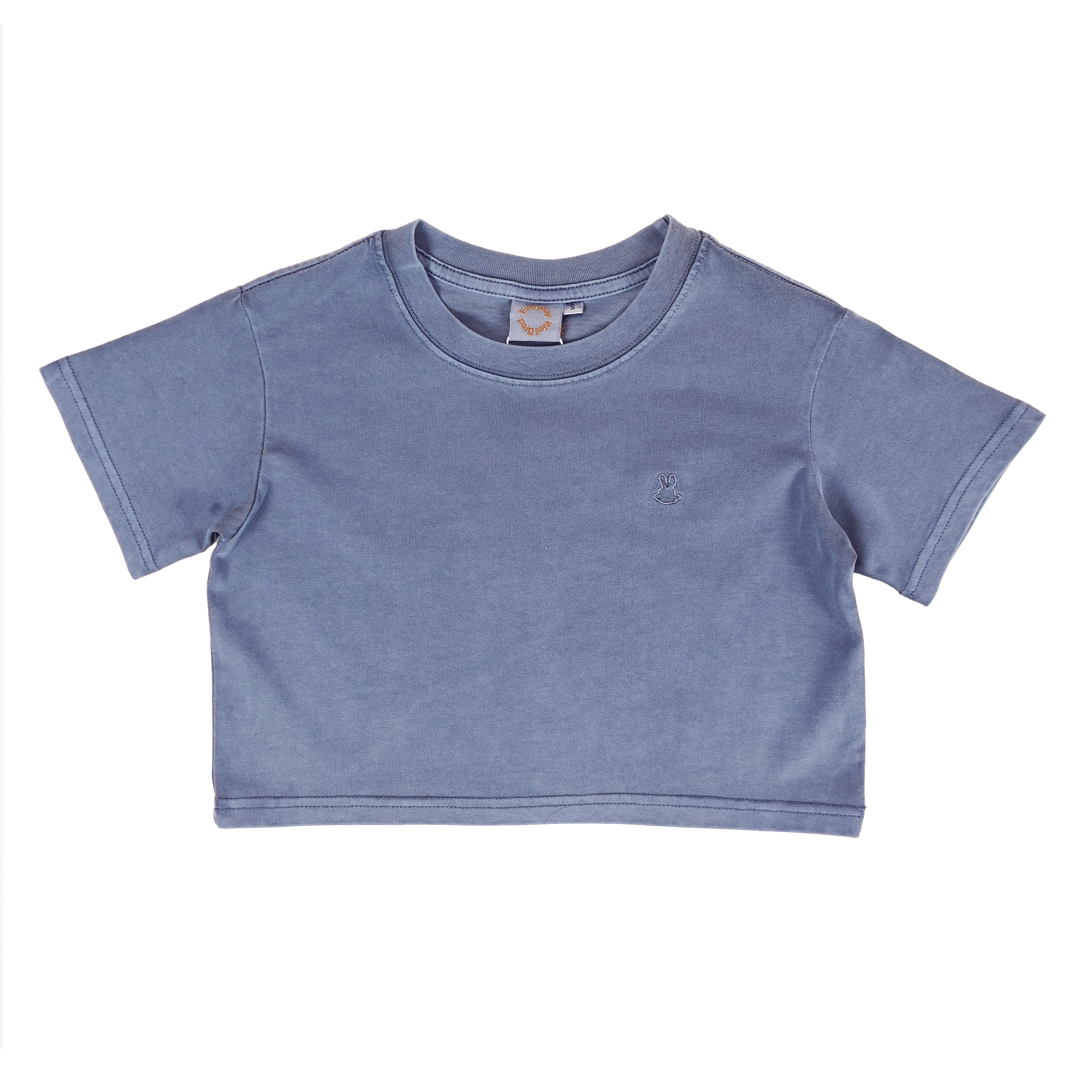 Wb Everyday Wm Rabbit Emb Washed Crop Tee - Blue