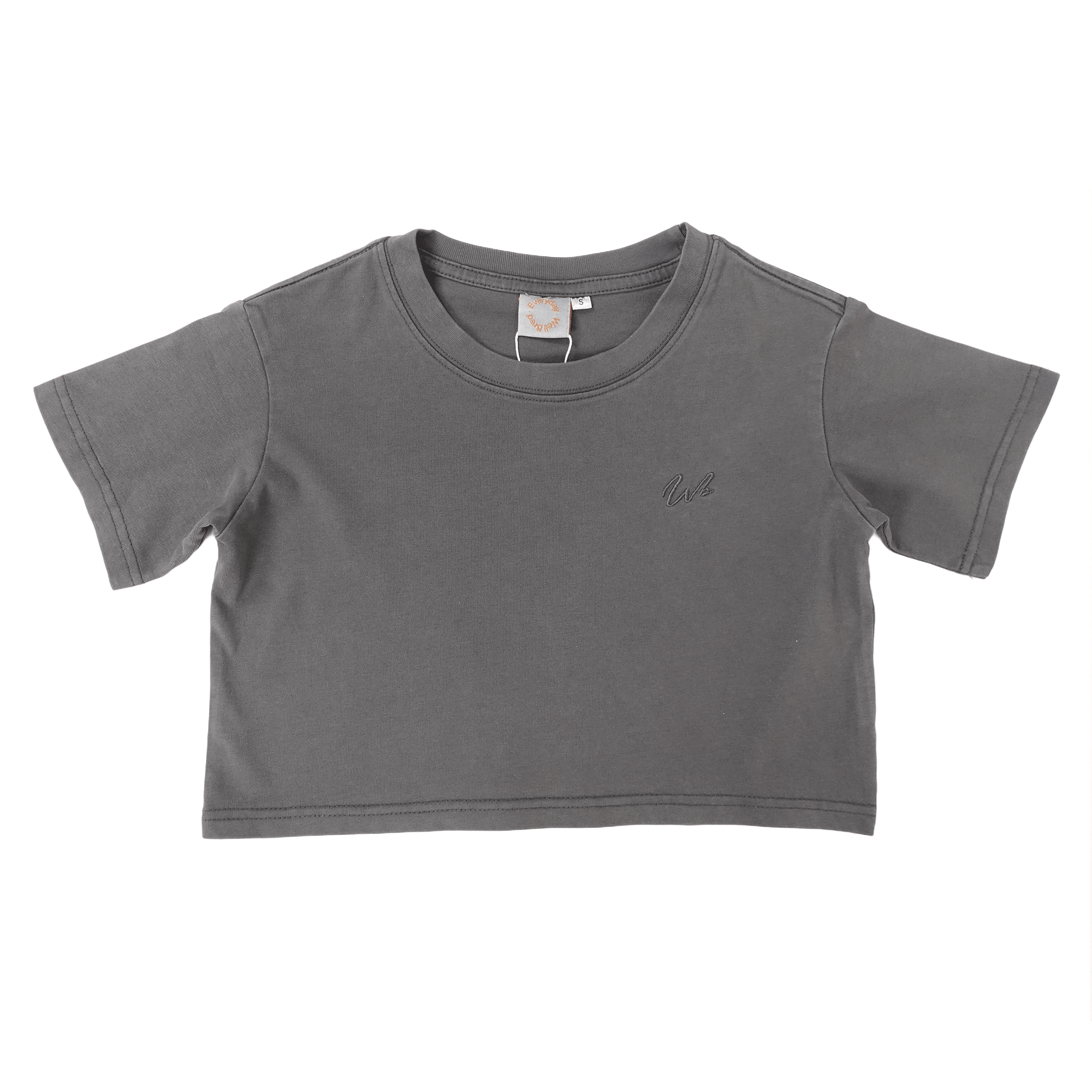 Wb Everyday Wm Wb Emb Washed Crop Tee - Charcoal