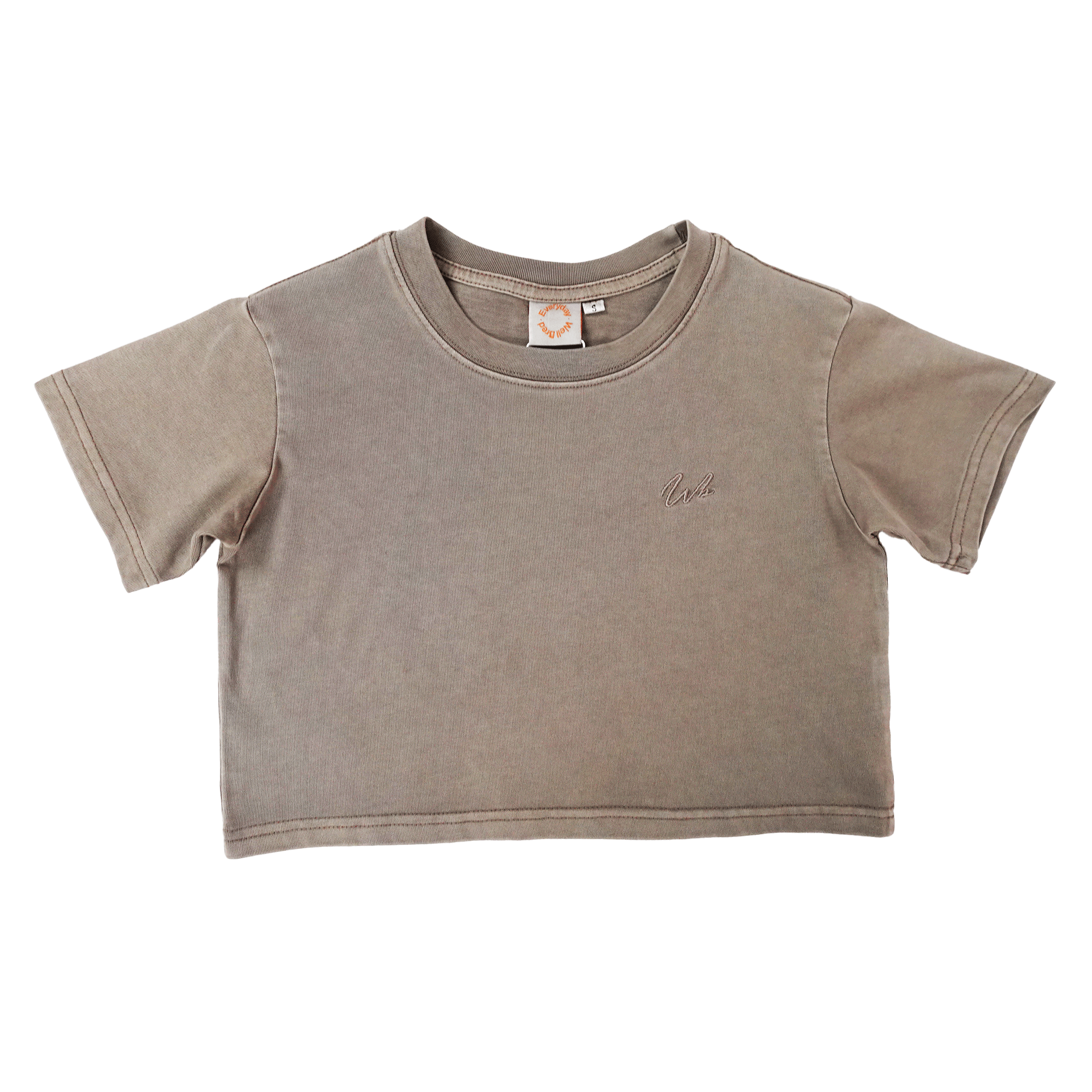 Wb Everyday Wm Wb Emb Washed Crop Tee - Khaki
