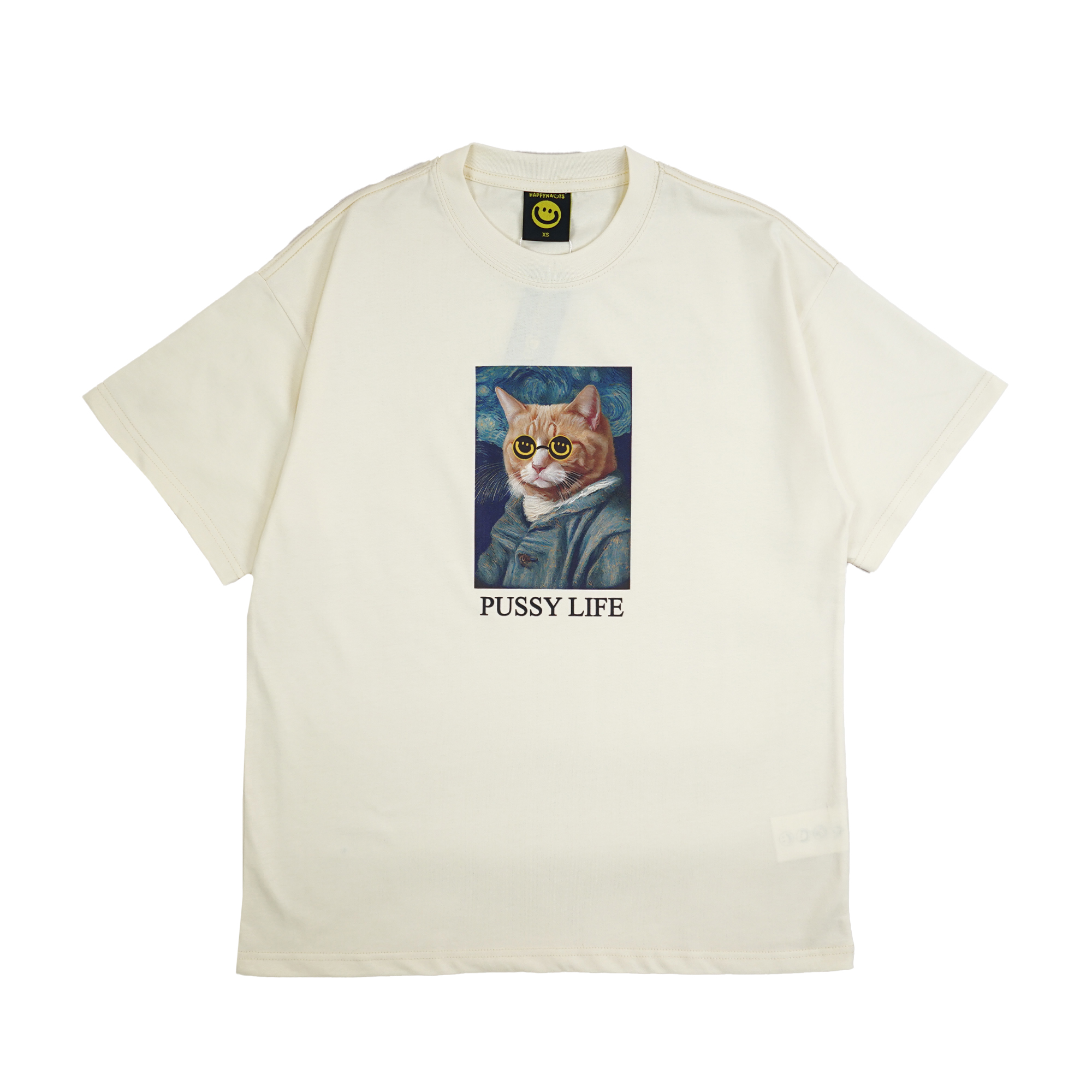 Happynauts Cat Gogh Tee - Cream