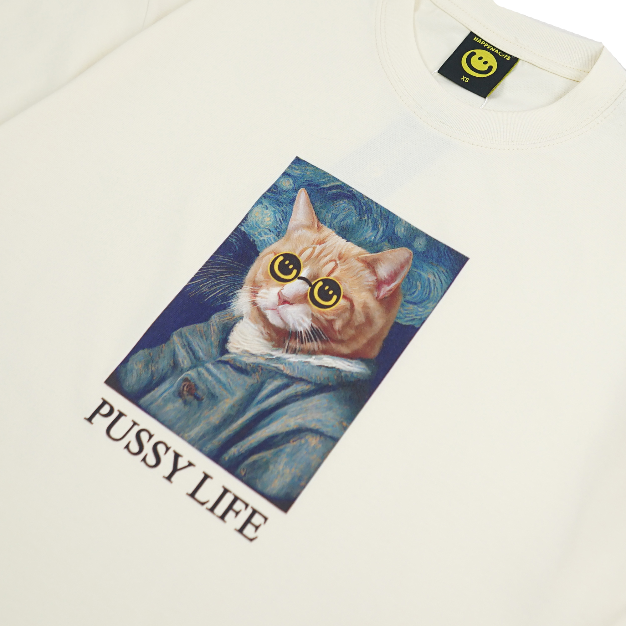 Happynauts Cat Gogh Tee - Cream