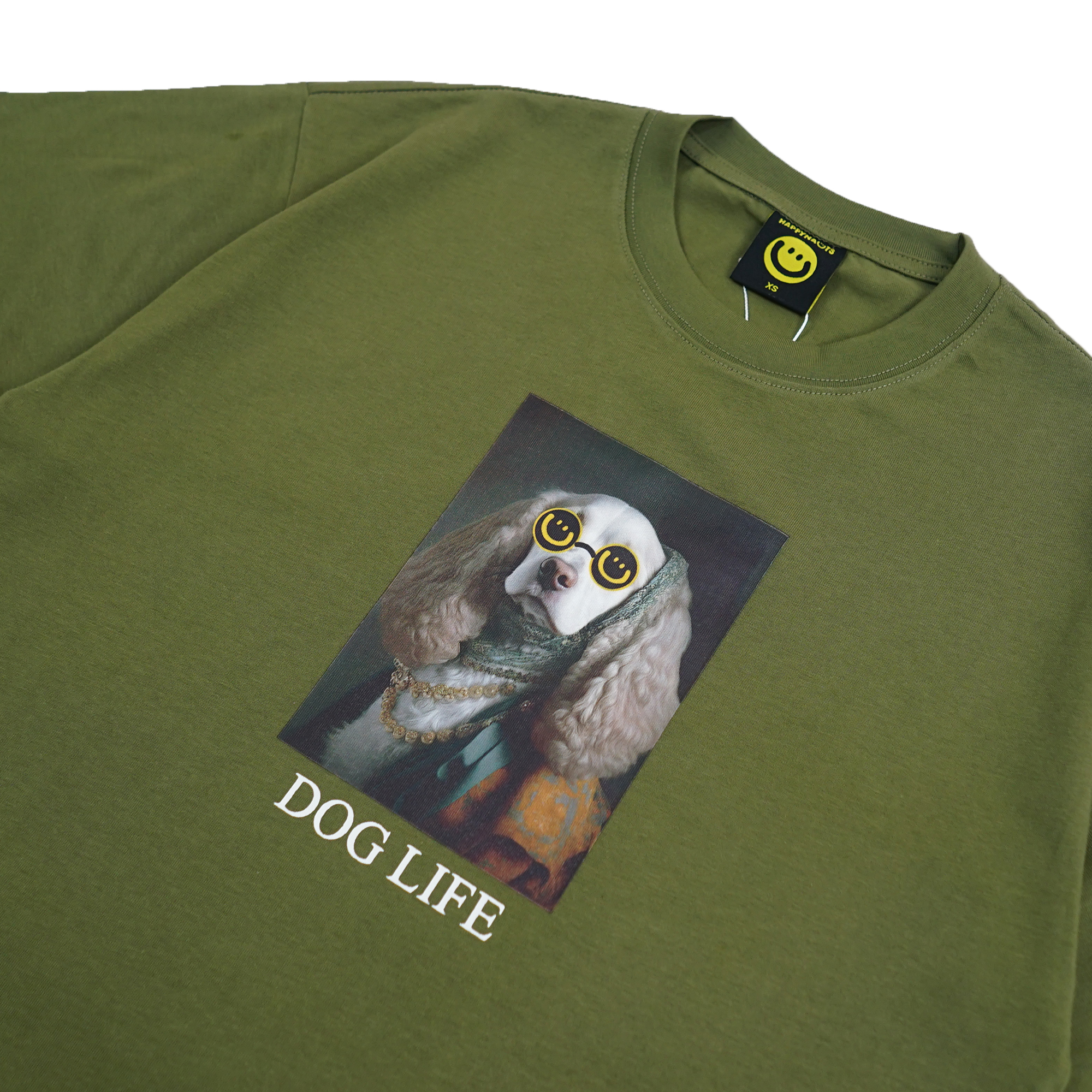 Happynauts Dog Necklace Tee - Olive