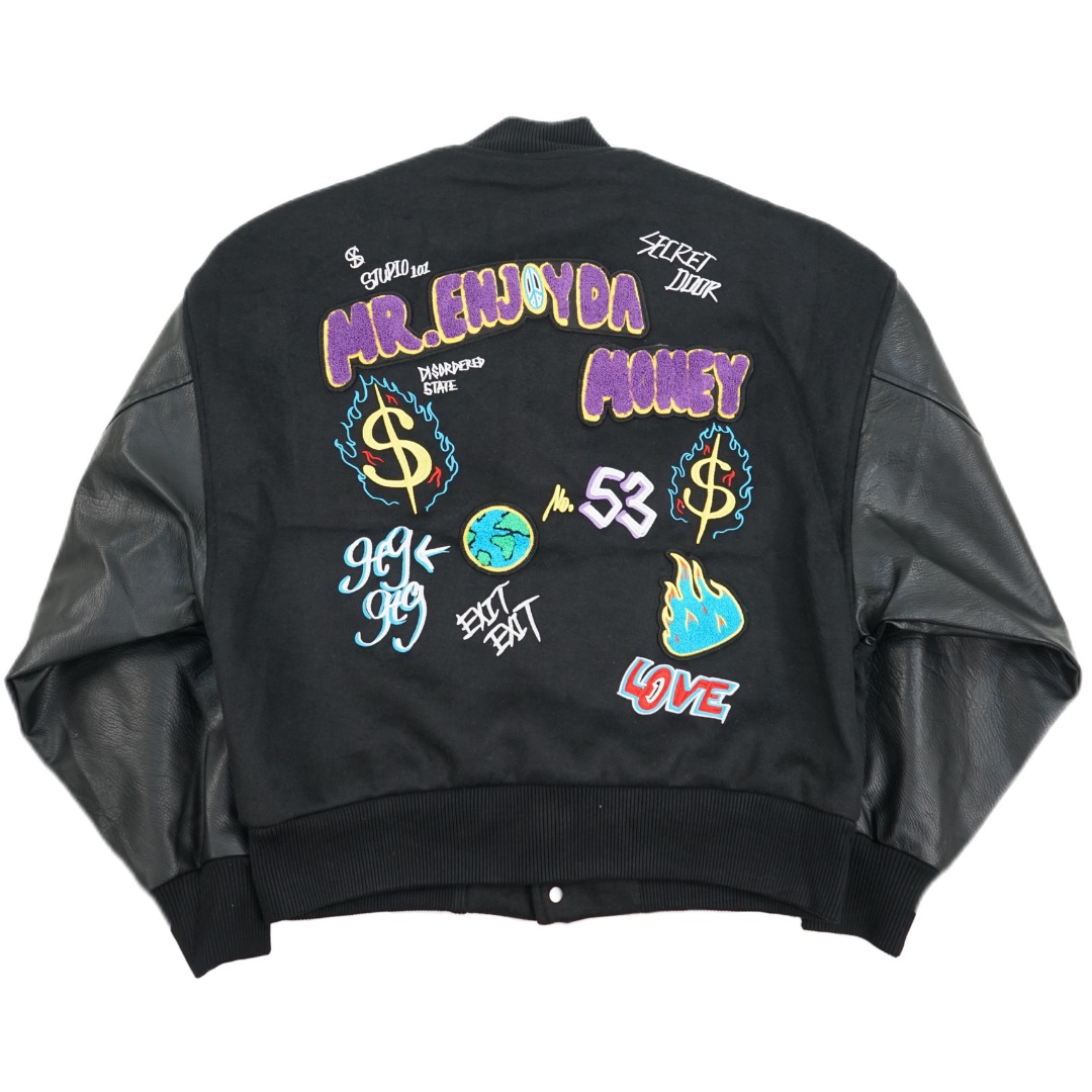 MEDM Labeled Baseball Jacket - Black