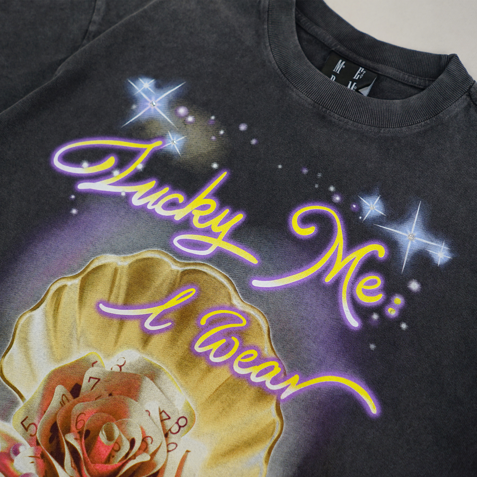 MEDM Pearl Roses Wsh Tee - Charcoal