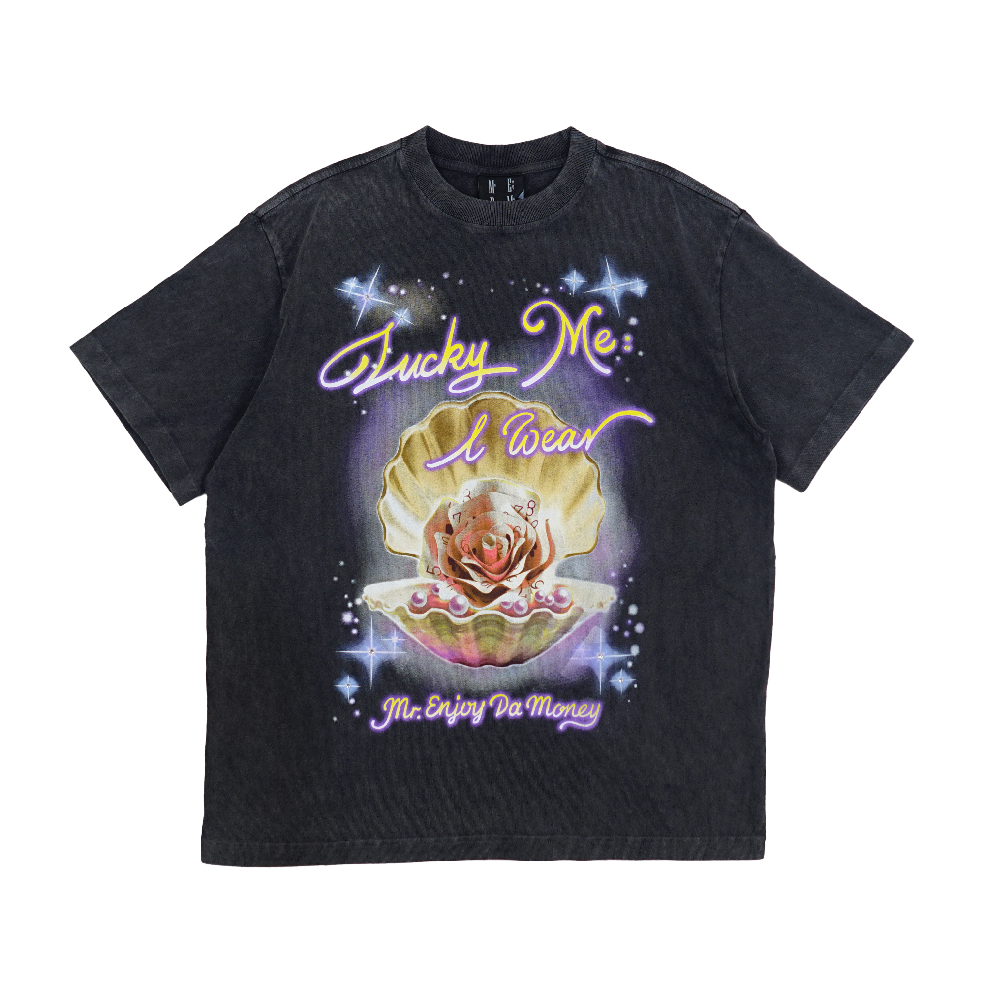 MEDM Pearl Roses Wsh Tee - Charcoal