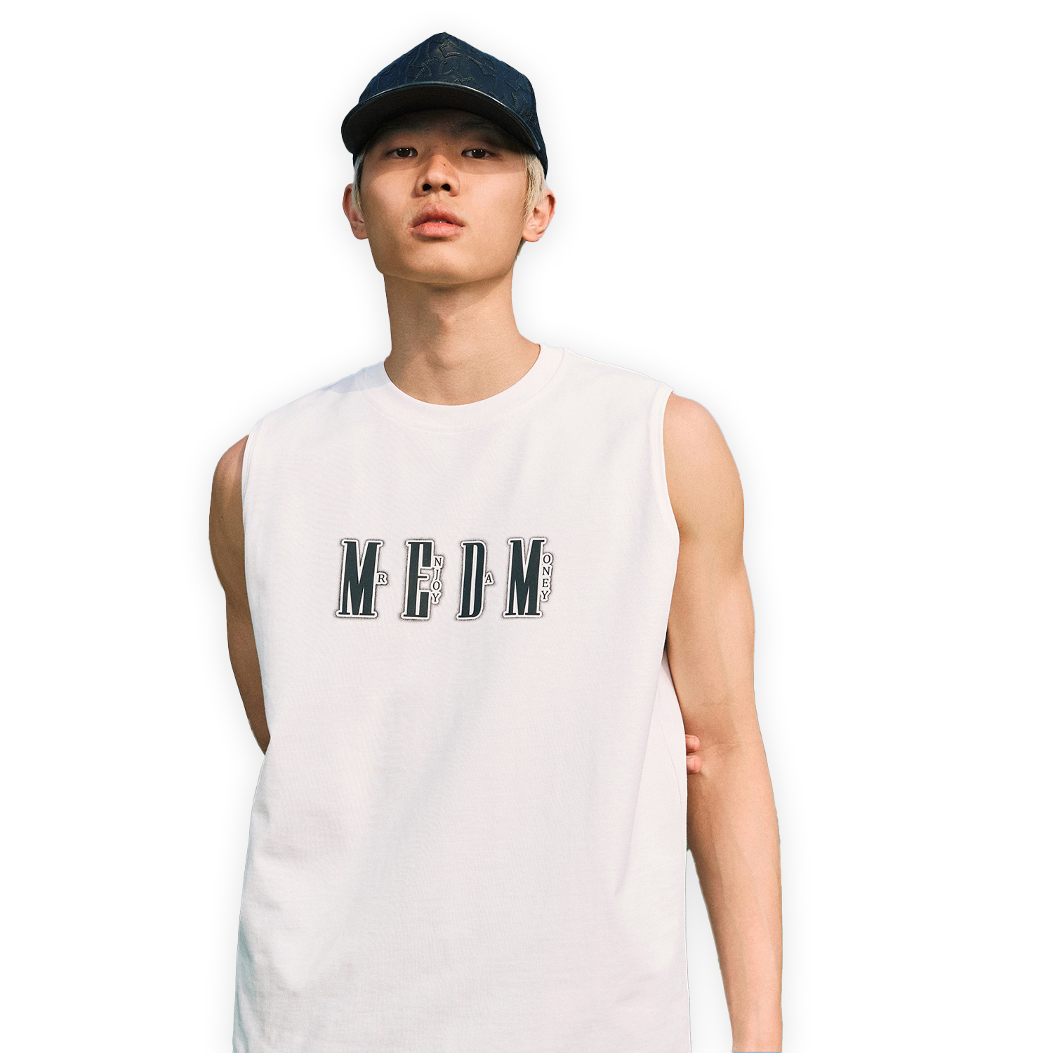 MEDM Printed Logo Sleeveless Top - White