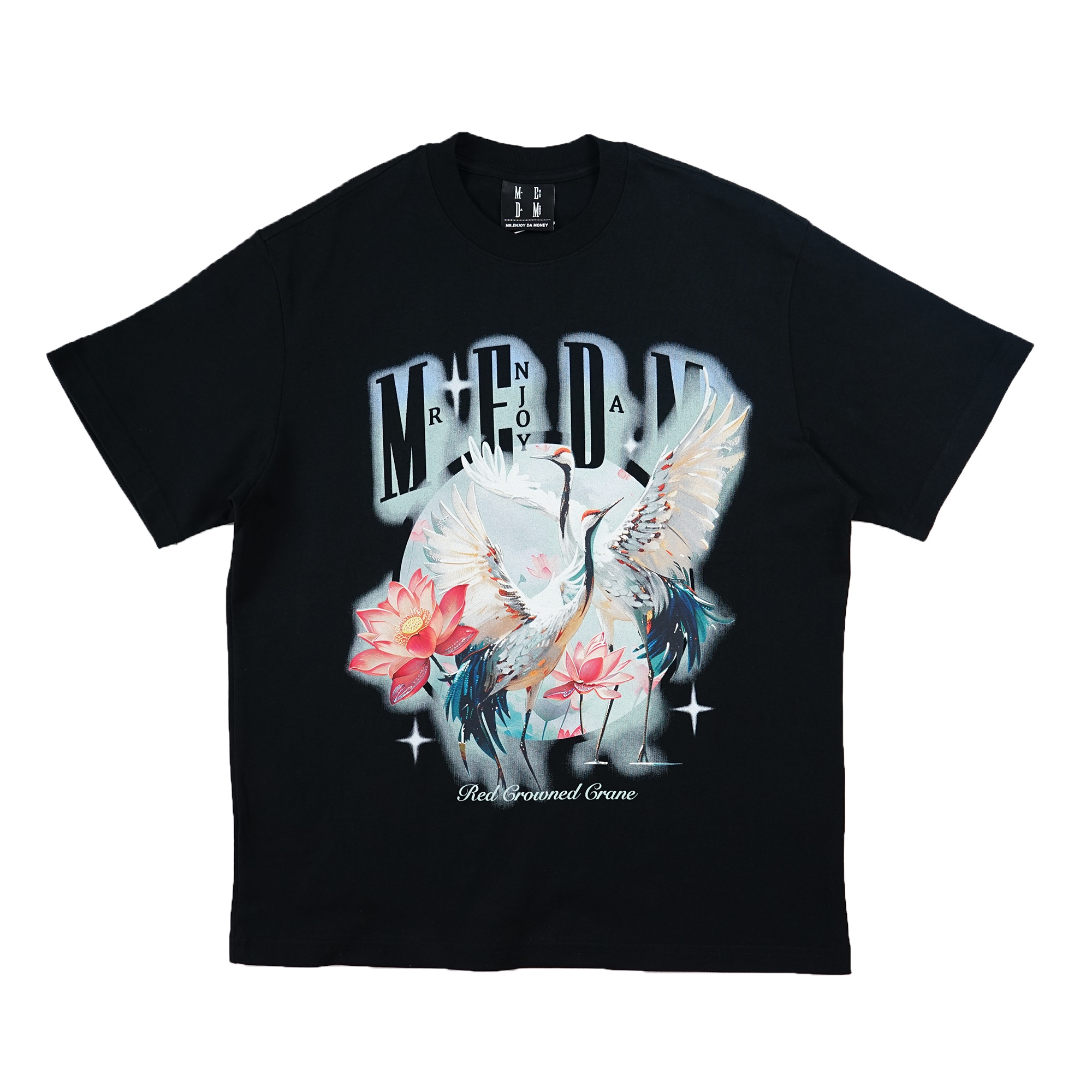 Medm Flower Crane Tee - Black