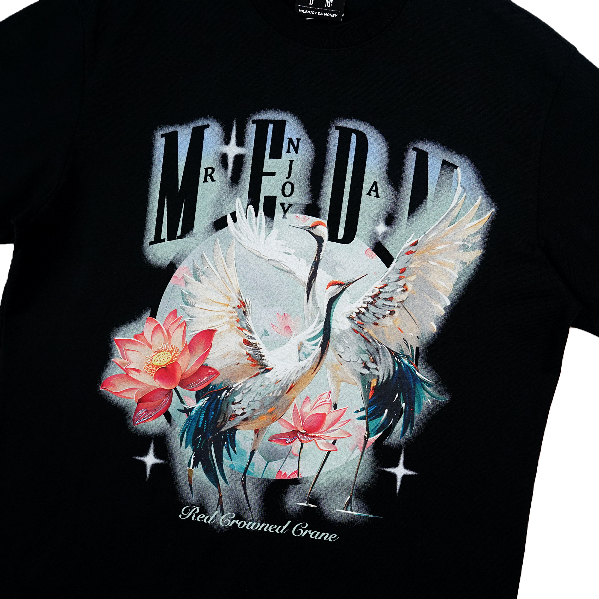 Medm Flower Crane Tee - Black